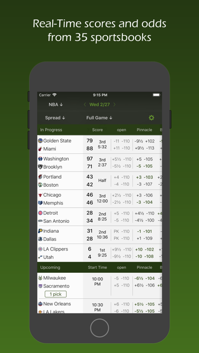 Live Scores and Odds Screenshot