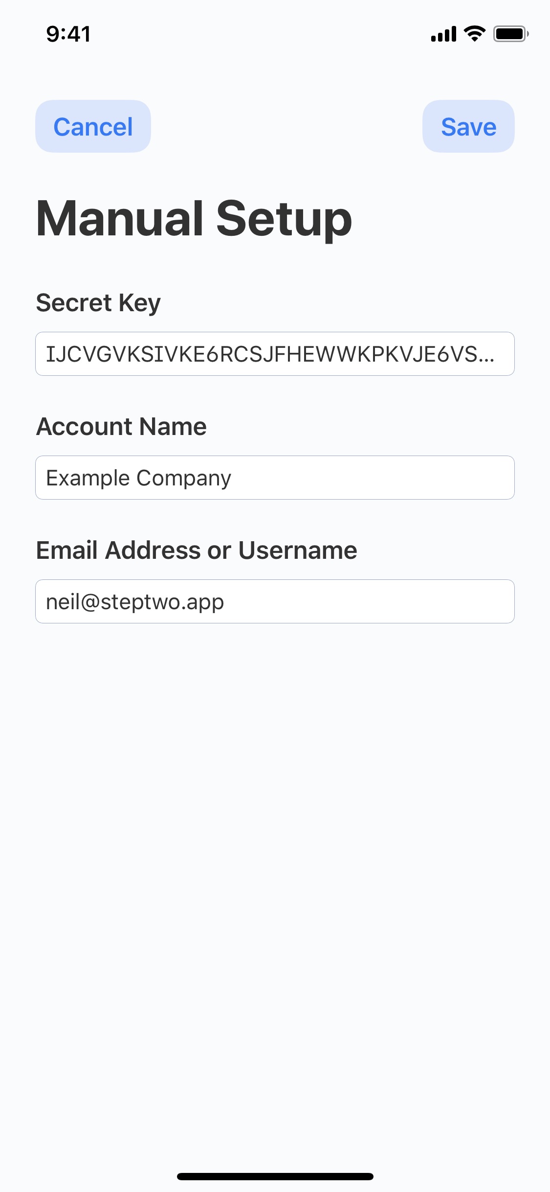 Screenshot do app Step Two