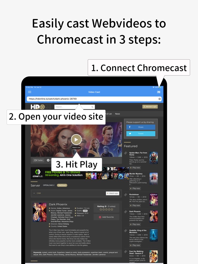 Video Stream Chromecast on the App