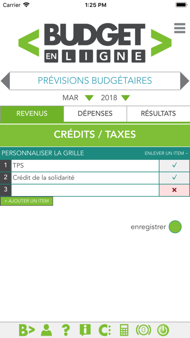 Budget en ligne Screenshot