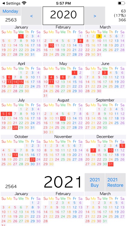 Thailand Holiday Year Calendar