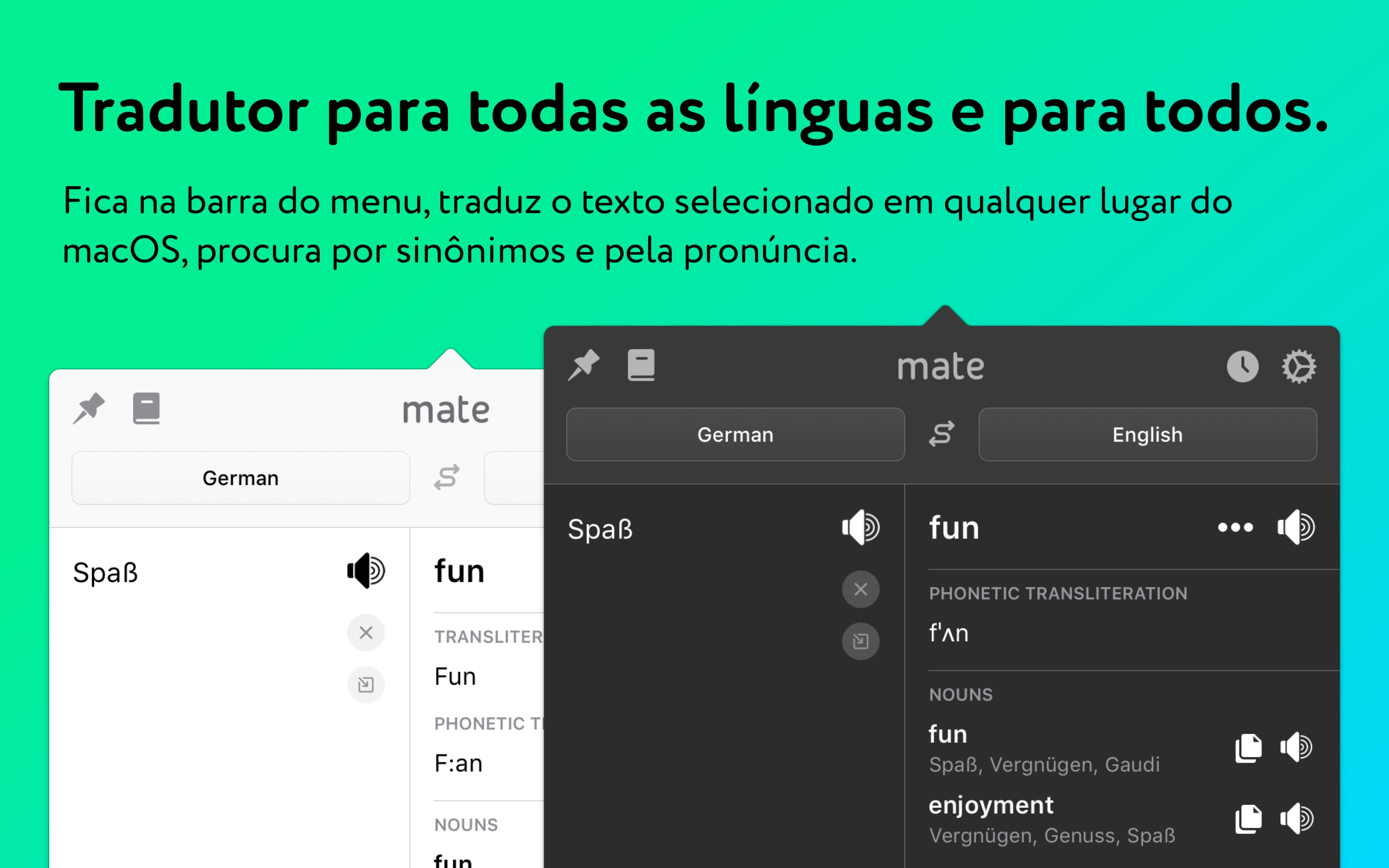 Screenshot do app Tradutor por Mate