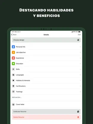 Zrzut 4 CV Asistente - Resumen Diseño iphone