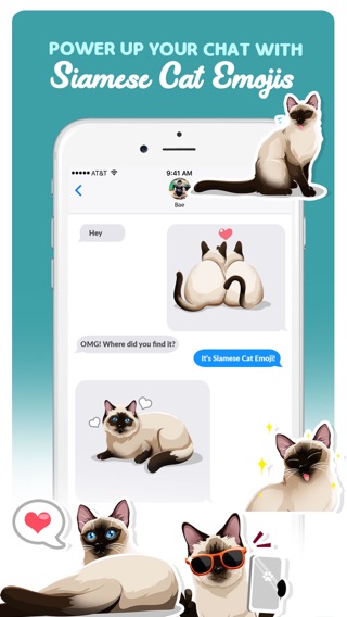 Siamese Cats Emoji Stickerのおすすめ画像3