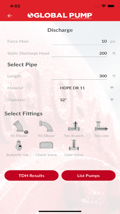 Global Pump Selector Screenshot