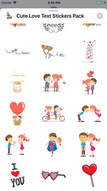 Cute Love Text Stickers Pack