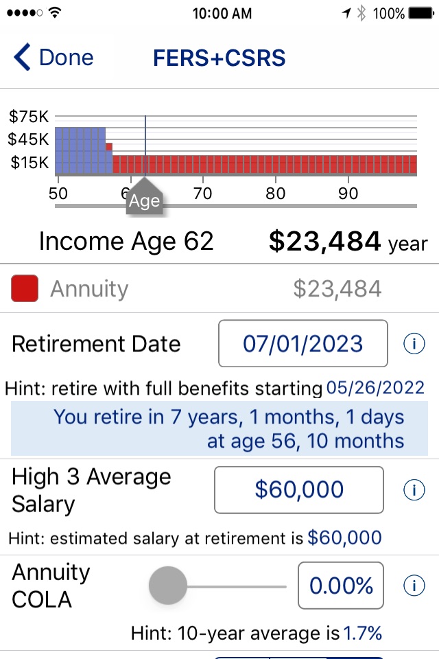 FERS+CSRS Retirement Estimator screenshot 3