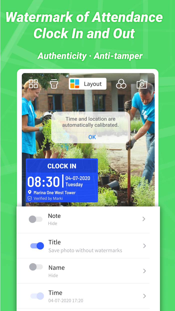 Marki timestamp and GPS camera