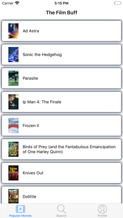 The Film Buff app screenshot
