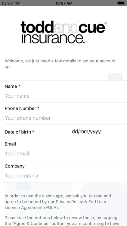 Todd & Cue Ltd Claims App
