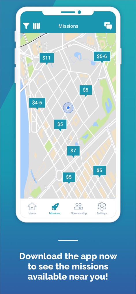 BeMyEye - Earn money - Cet outil offre une carte interactive pour découvrir les missions à proximité et affiche clairement les gains potentiels par localisation.