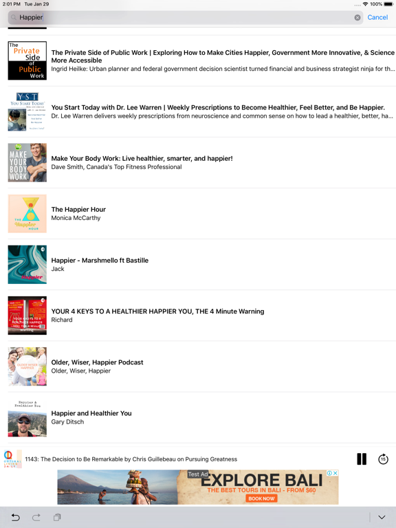 Happier pod iPad screenshot