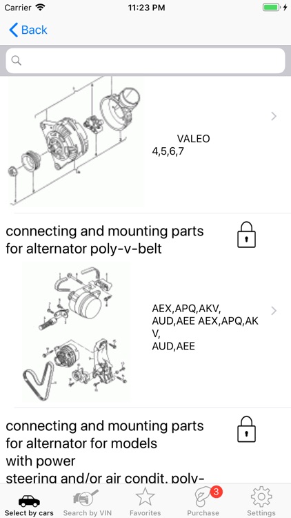 Seat parts and diagrams screenshot-3