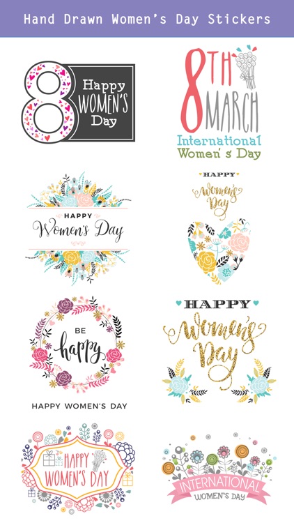 Happy Women's Day Stickers Set