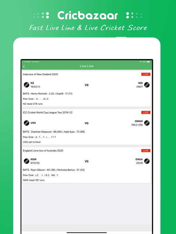 Cricbazaar -Cricket Live Score iPad screenshot
