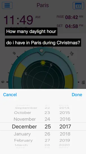 Скриншот Orbit: Позиция солнца на iPhone 5