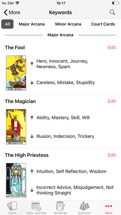 Tarot Journal Screenshot