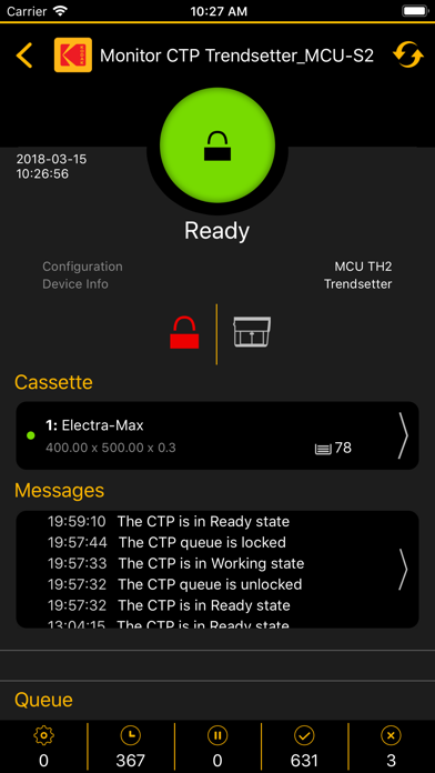 KODAK Mobile CTP Control App Screenshot