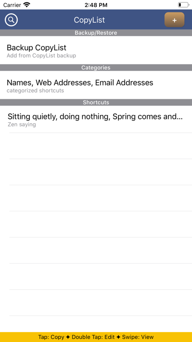 Screenshot #1 pour CopyListK shortcuts utility
