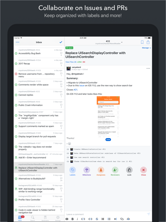 Screenshot #6 pour GitHawk for GitHub