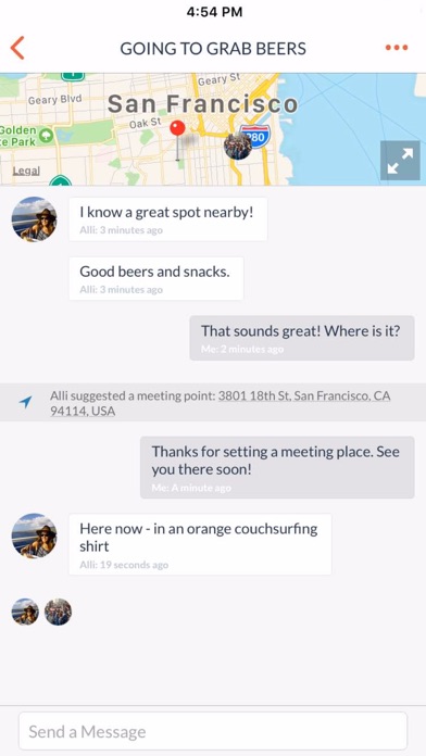 Couchsurfing Travel App Screenshot