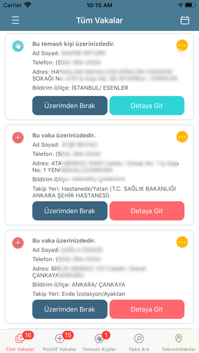 Filyasyon ve İzolasyon Takibi Screenshot