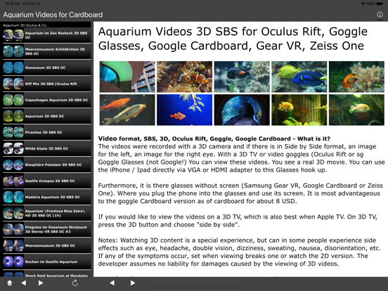 Aquarium Videos for Cardboard iPad app afbeelding 1