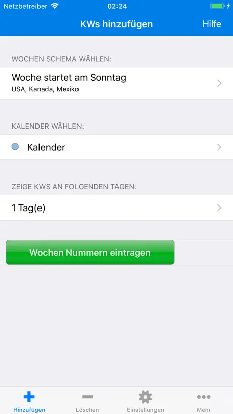 Kalender Wochen Numme KWs