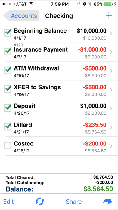 Accounts 2 Checkbook Screenshot