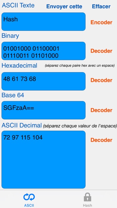 Screenshot #2 pour HEX ASCII BASE64 MD5 SHA conv.