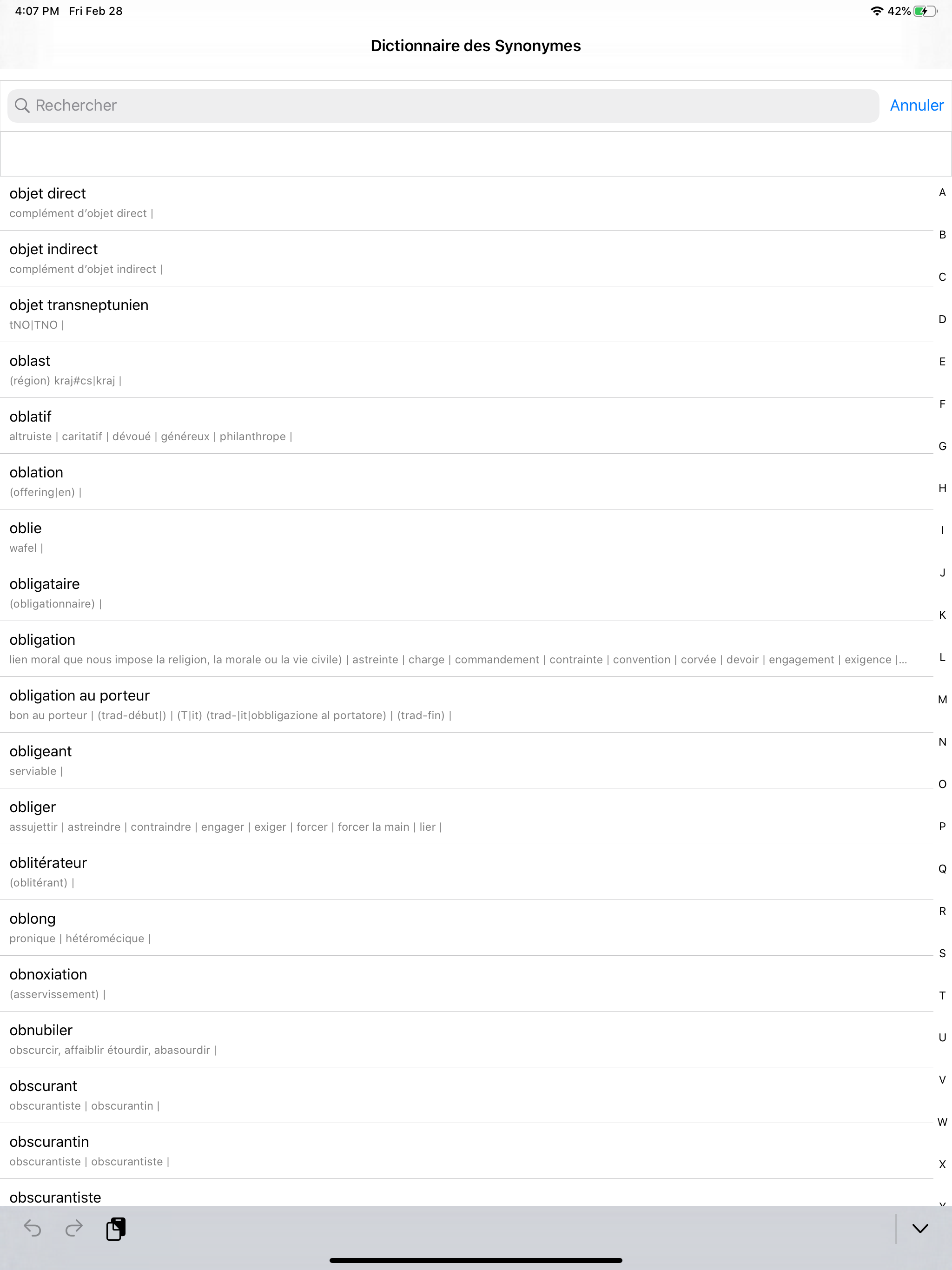 Dictionnaire des Synonymes