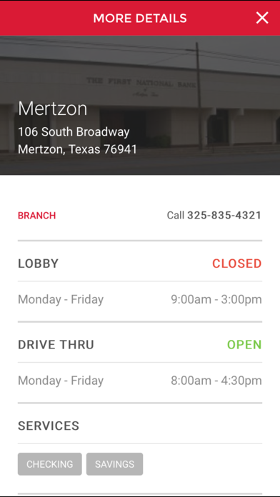 First National Bank of Mertzon Screenshot