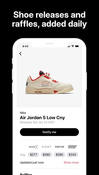 Screenshot #1 pour Drop - Shoe Releases & Raffles