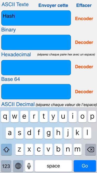 Screenshot #1 pour HEX ASCII BASE64 MD5 SHA conv.