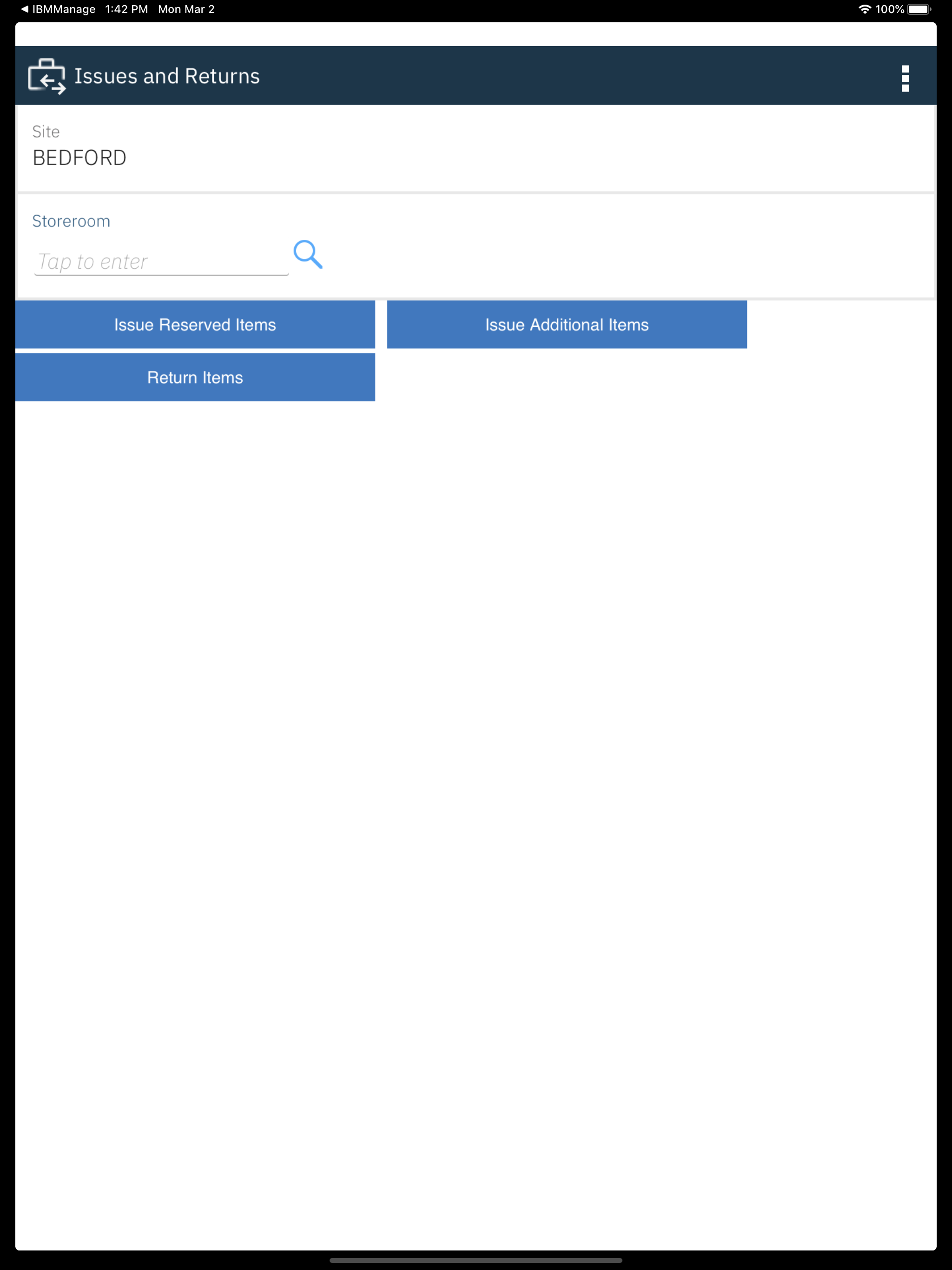 IBM Maximo Issues Returns