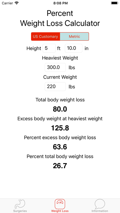 Screenshot #3 pour Weight Loss Surgery Calculator