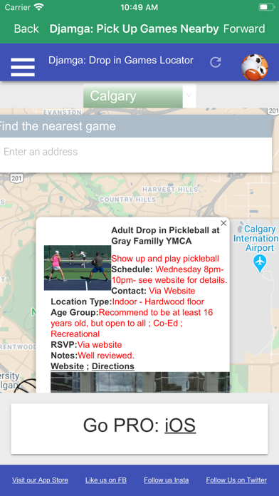 Djamga: Pick Up Games, BMR BMI Screenshot