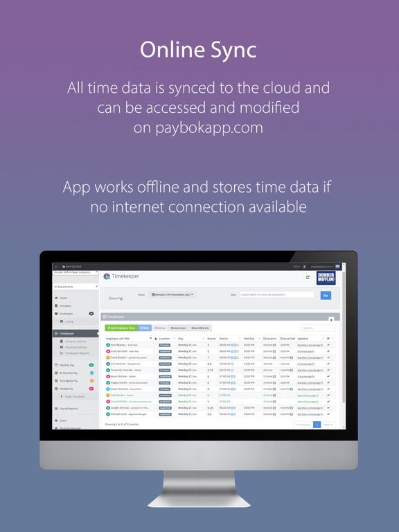 Timekeeper by paybookapp.com iPad screenshot 5 - Business app