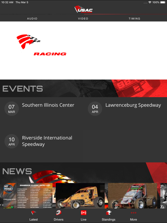 USAC Racing iPad screenshot 1 - Sports app