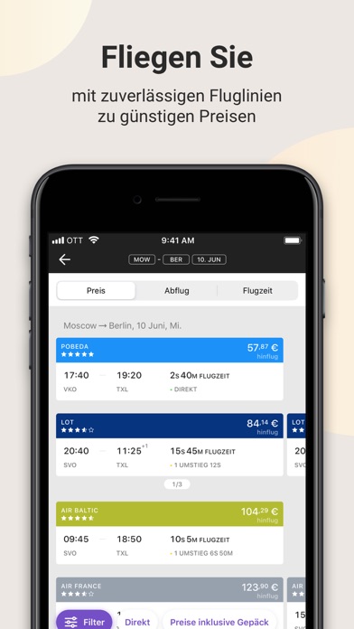 Hotels und Flugtickets.