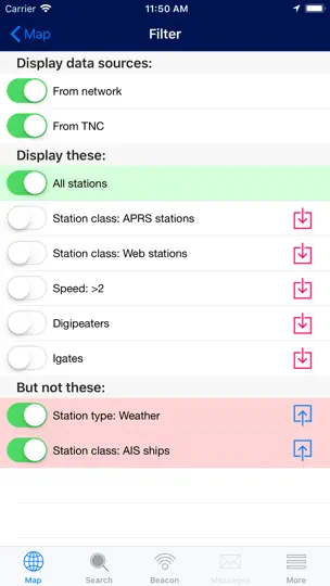 Captura de pantalla de Aprs.fi en iPhone 3