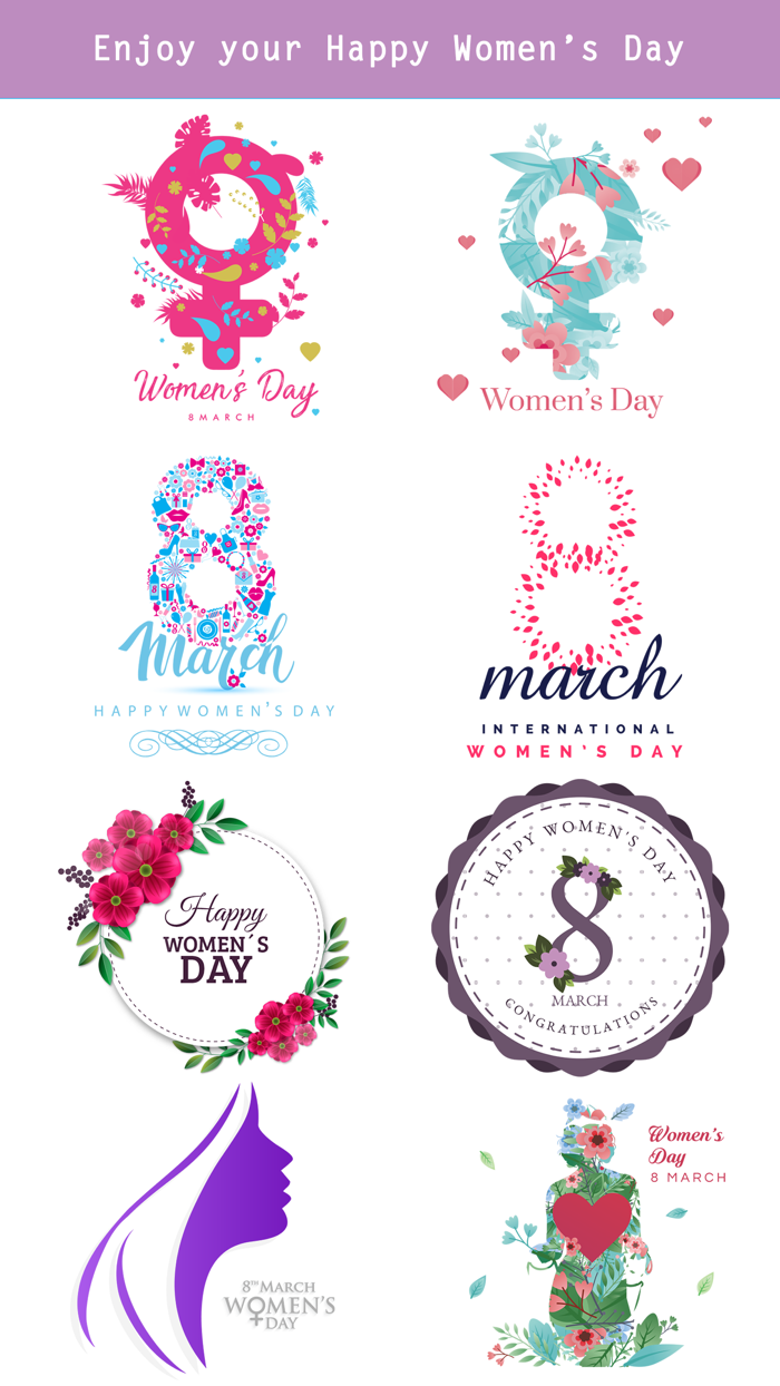 Happy Womens Day Stickers Set