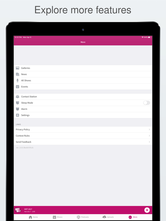 HOT 1017 iPad screenshot 5 - Music app