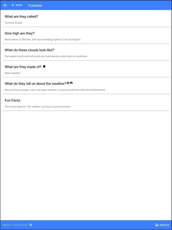 Field Guide to Clouds iPad screenshot 2 - Education app