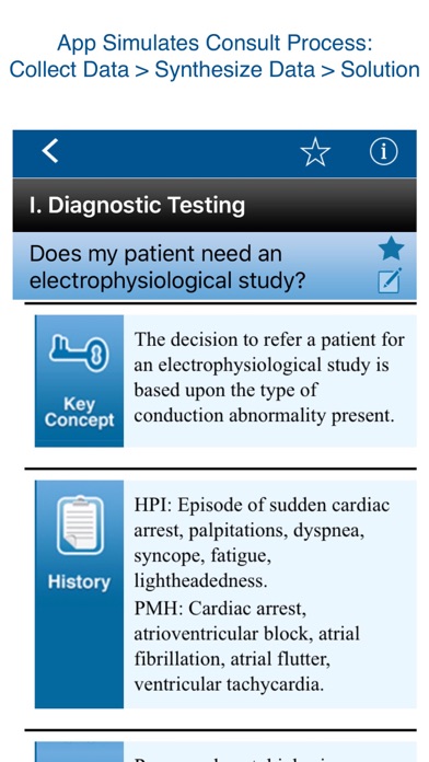 Cardiology Clinical Questions. Screenshot