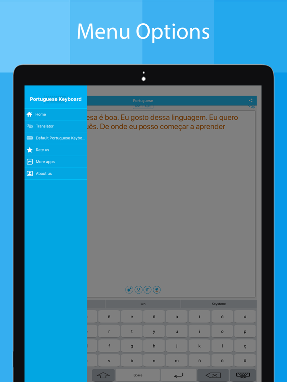 Portuguese Keyboard Translator iPad screenshot