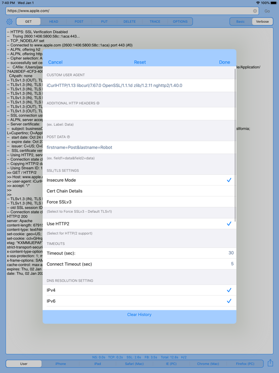 iCurlHTTP iPad screenshot 4 - Utilities app