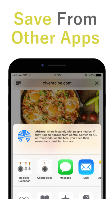Food Recipe Menu Calendar Screenshot