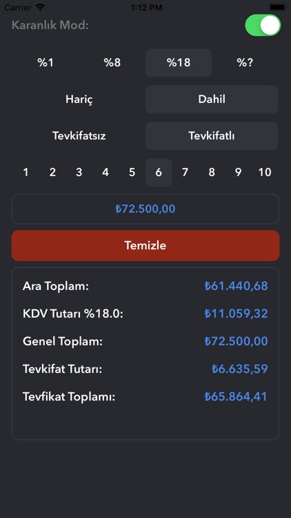 KDV, Tevkifat ve Oran Hesapla screenshot-5