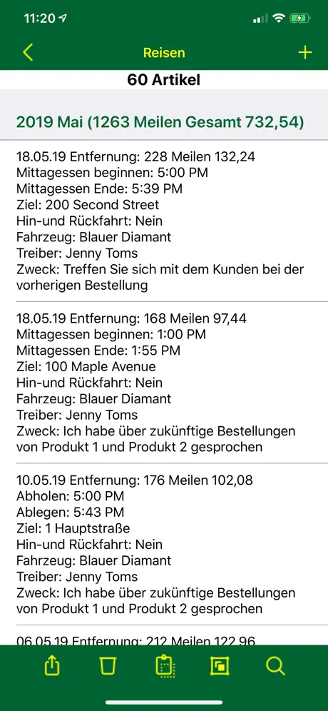 Verfolgen Sie Kilometer und Ze